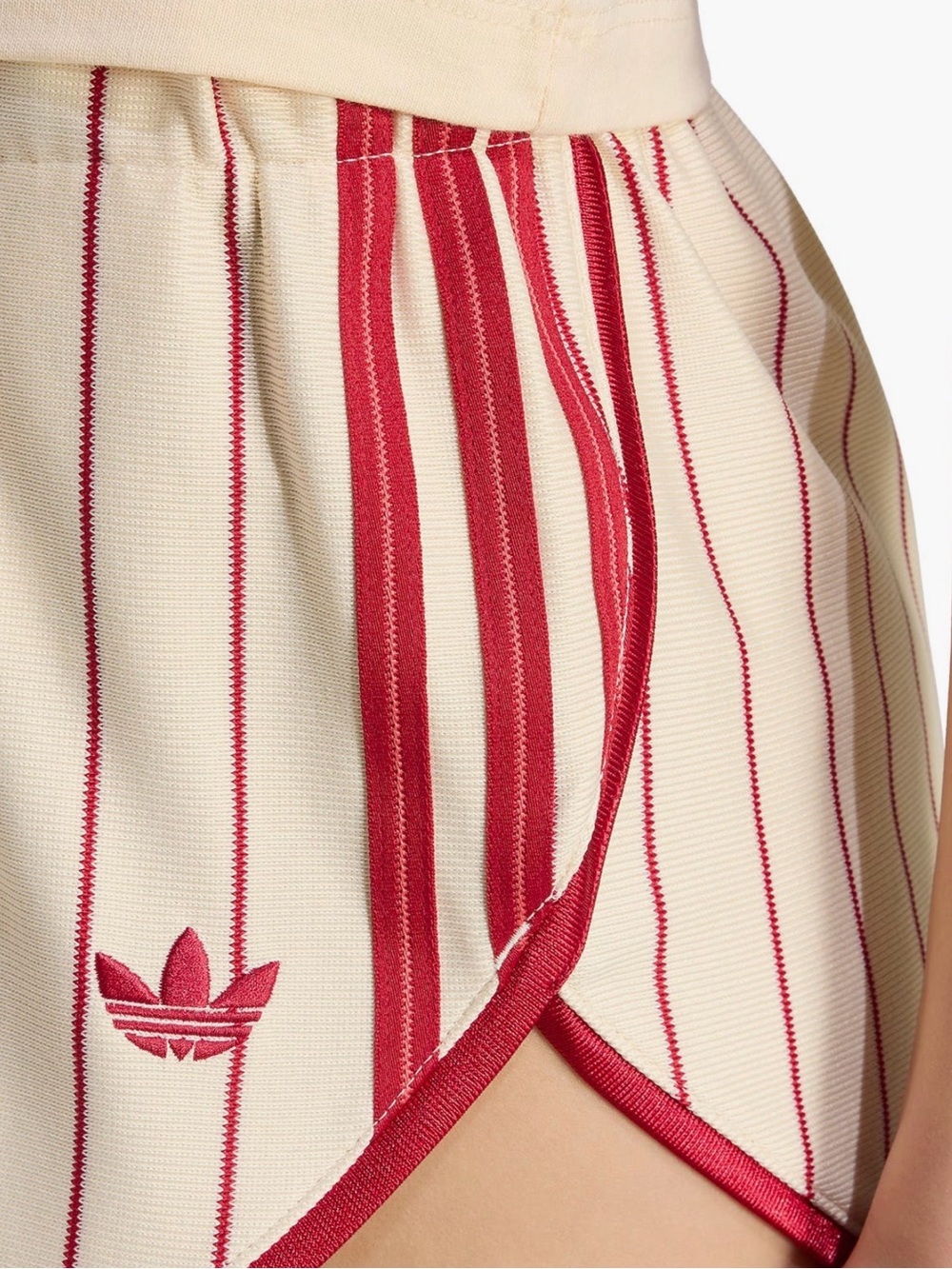 adidas Cream Pinstripe Athletic Shorts with Red Trim - Picture 5 of 8